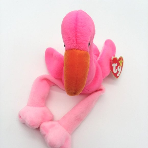 TY Beanie Baby  PINKY The Flamingo Hang Tush Tag Bean Bag Plush Retired 1995 - Picture 10 of 14